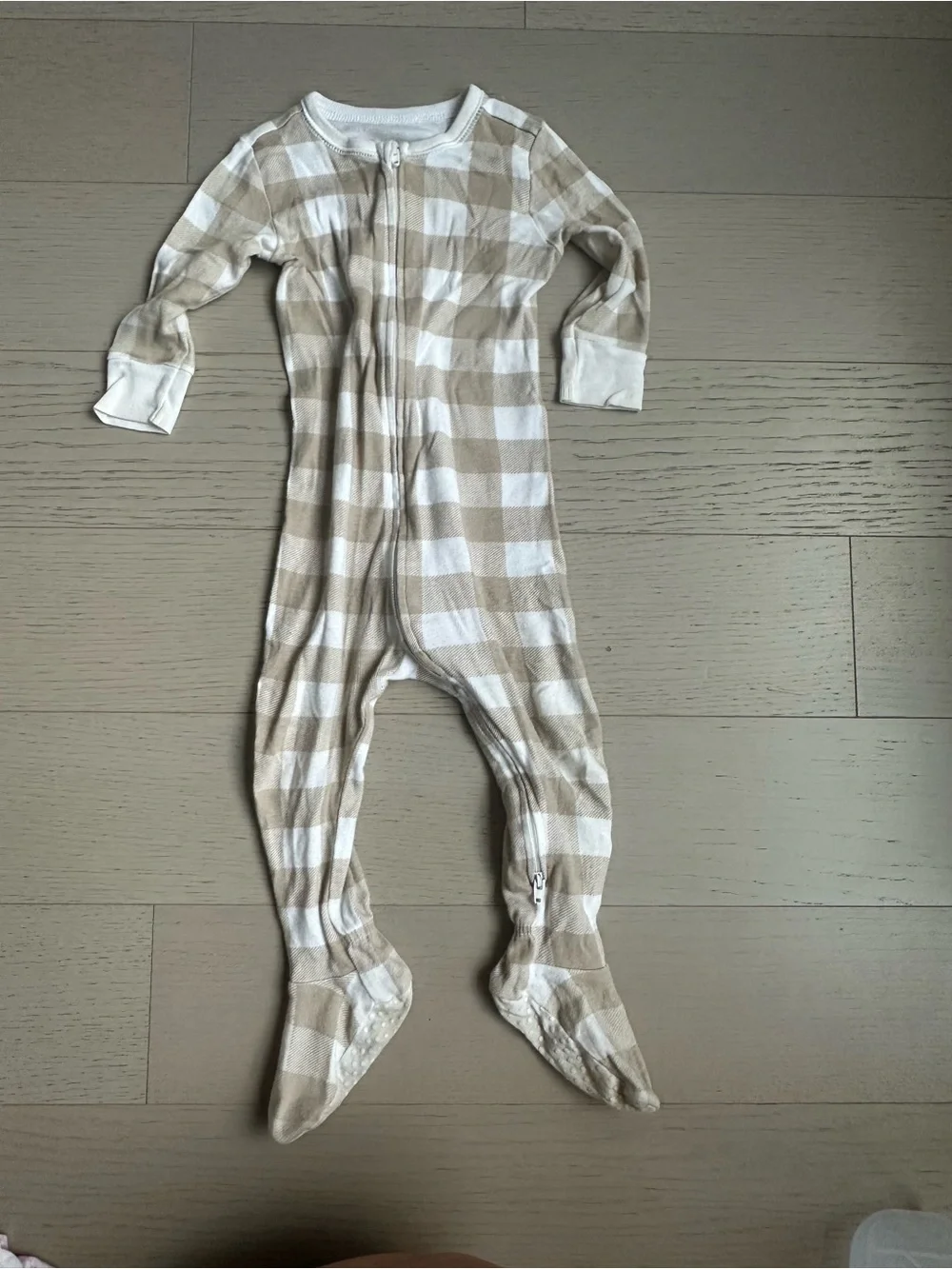 Old Navy Beige and White Striped Footed One-Piece Pajamas